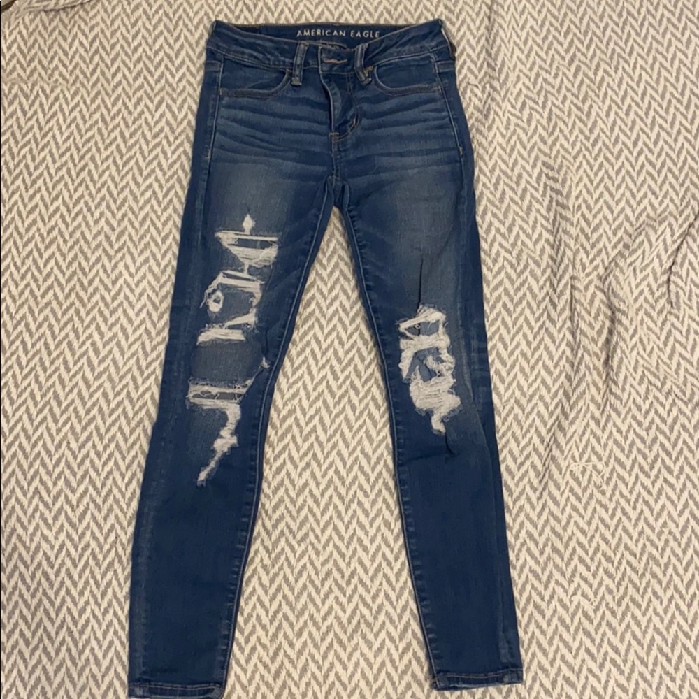 denim blue skinny jeans ( short)